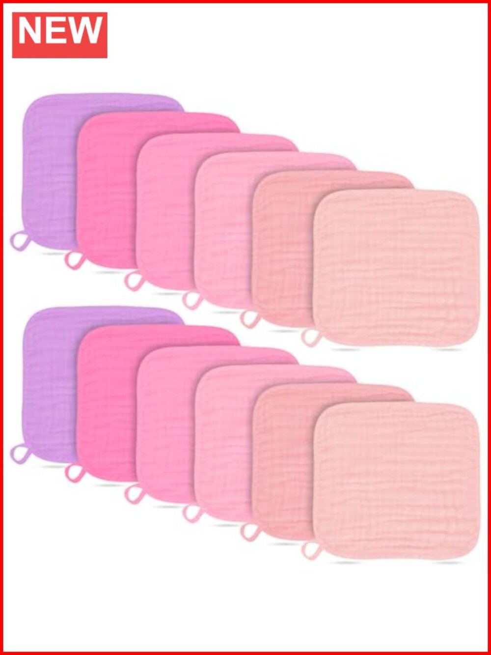100% Cotton Muslin Baby Washcloths 12x12 Soft Absorbent Burp Cloths 12 Pack